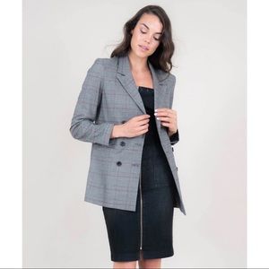 Level 99 Classic Structured Double Breasted Irina Plaid Blazer Medium